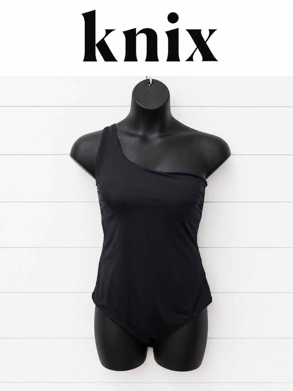 Knix One-Shoulder One-Piece Swimsuit – Black – Size XXXL